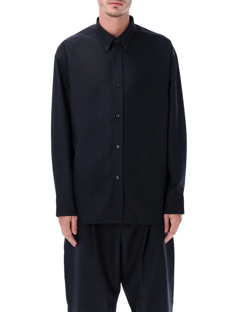 Studio Nicholson Oversized Wool Navy Blue Shirt - 1