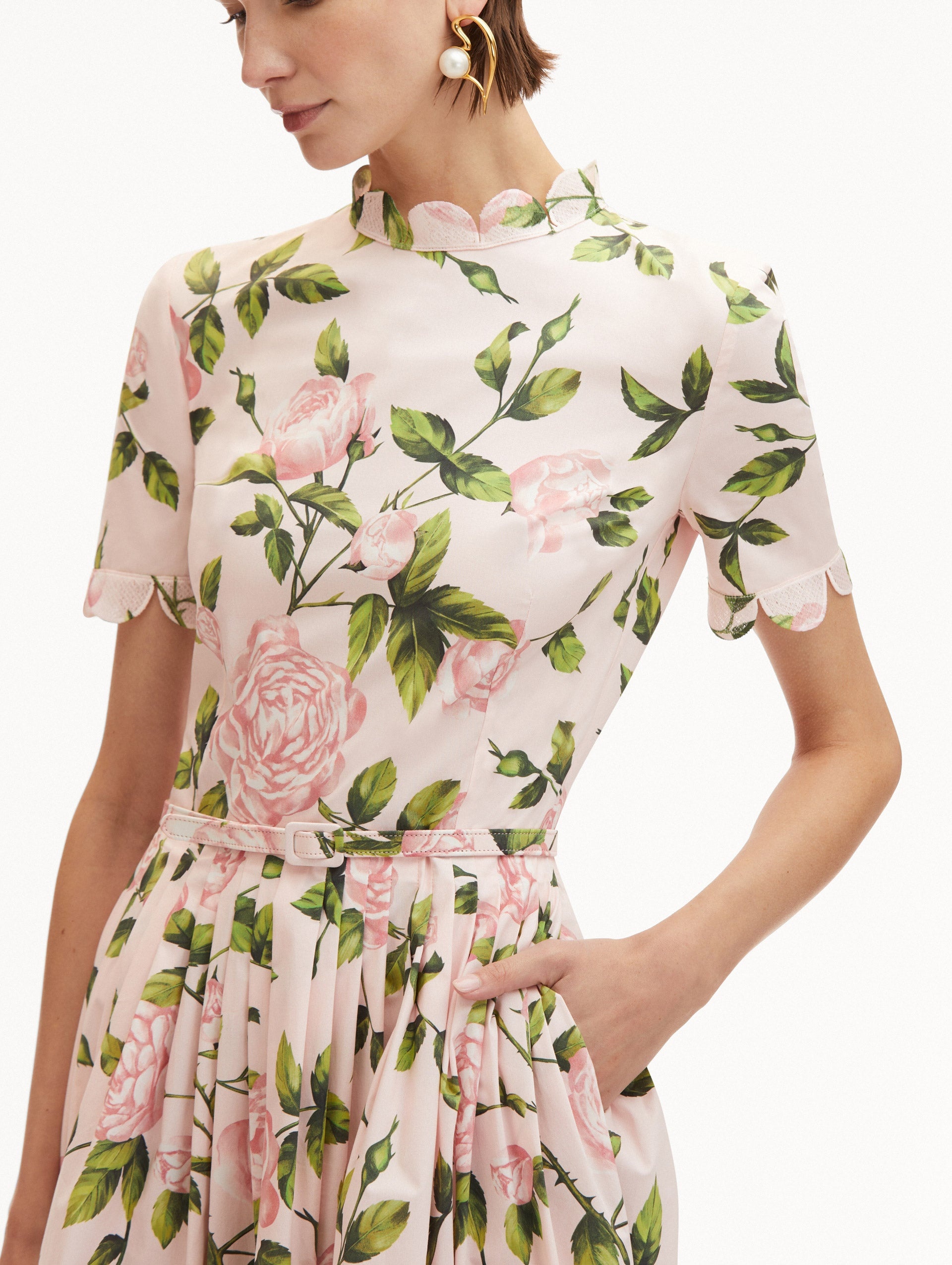 ENGLISH ROSE COTTON POPLIN DRESS - 5
