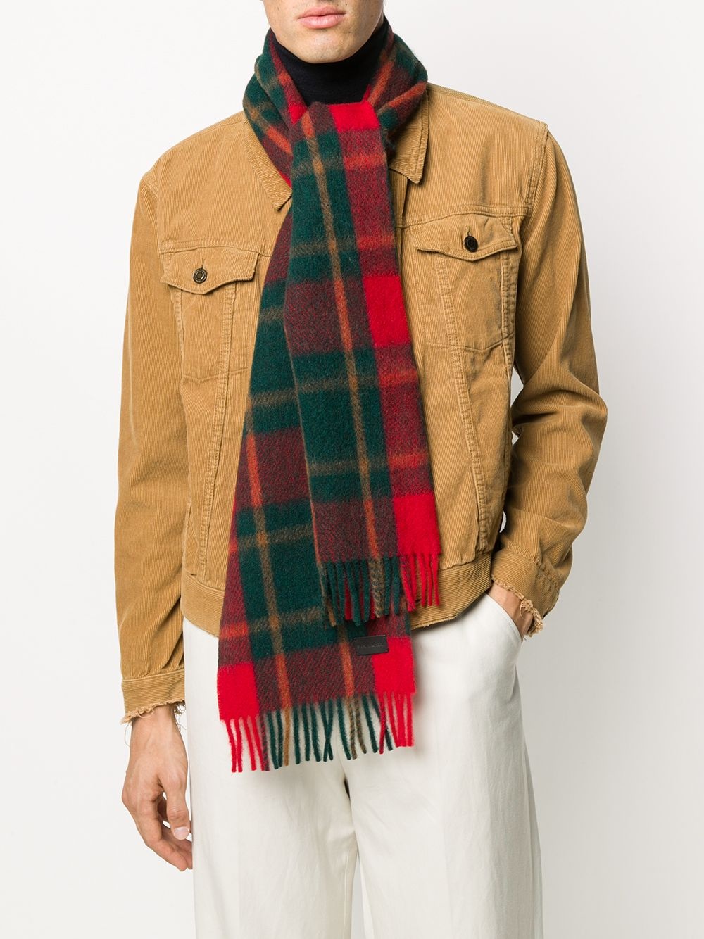 tartan-check fringed scarf - 2