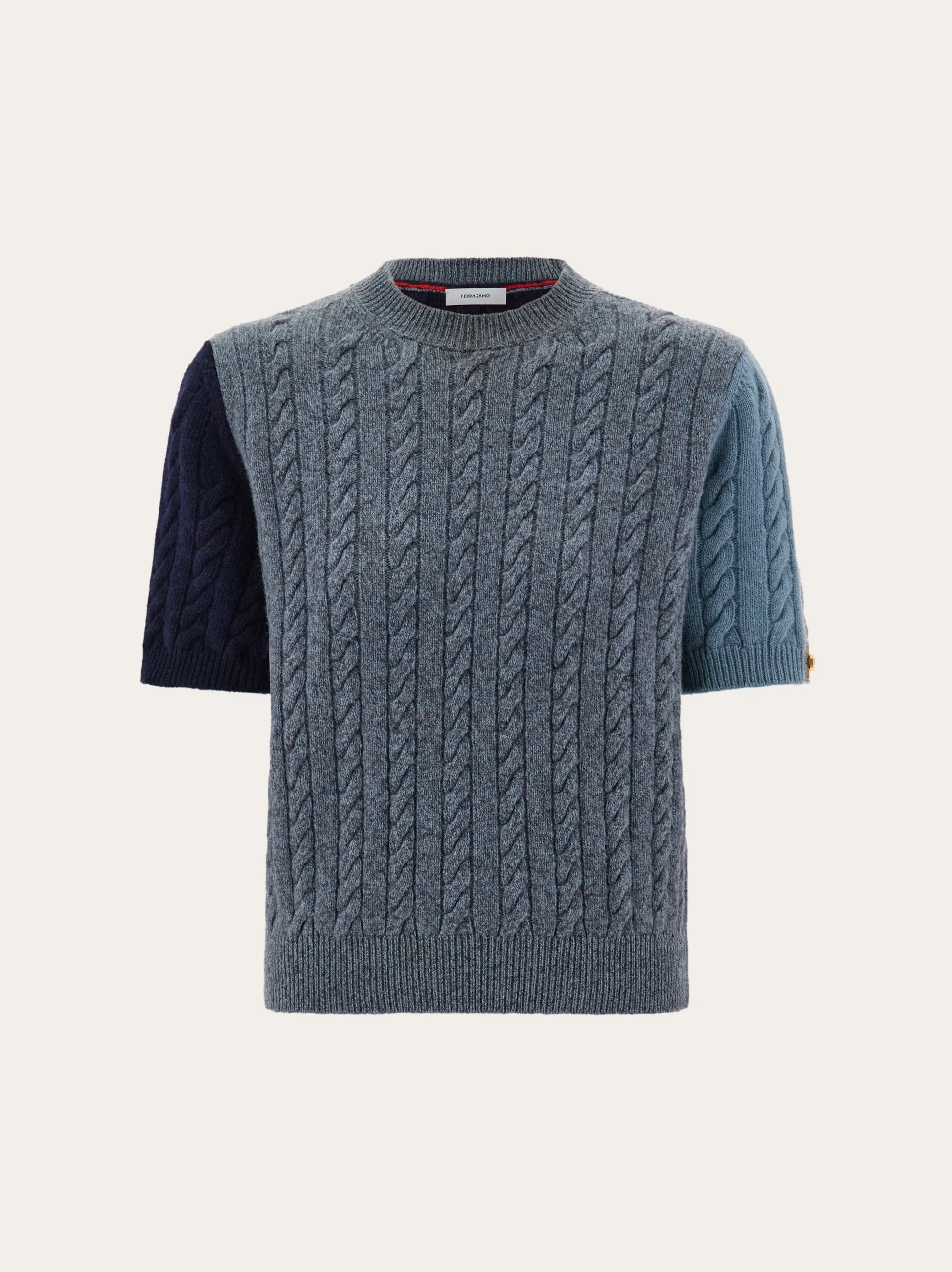Short sleeve cable knit top - 1