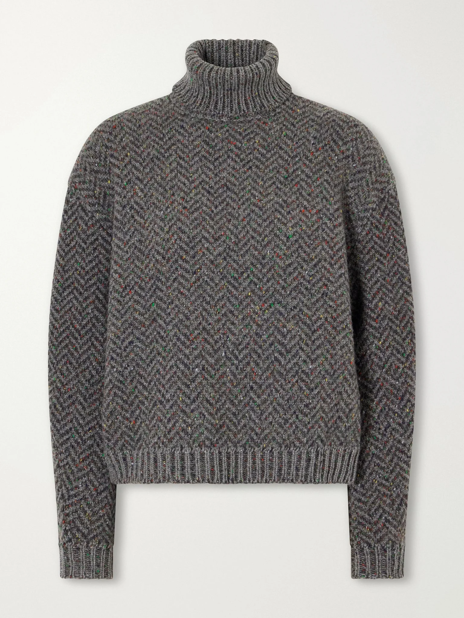 Courtney herringbone cashmere turtleneck sweater Gray - 1