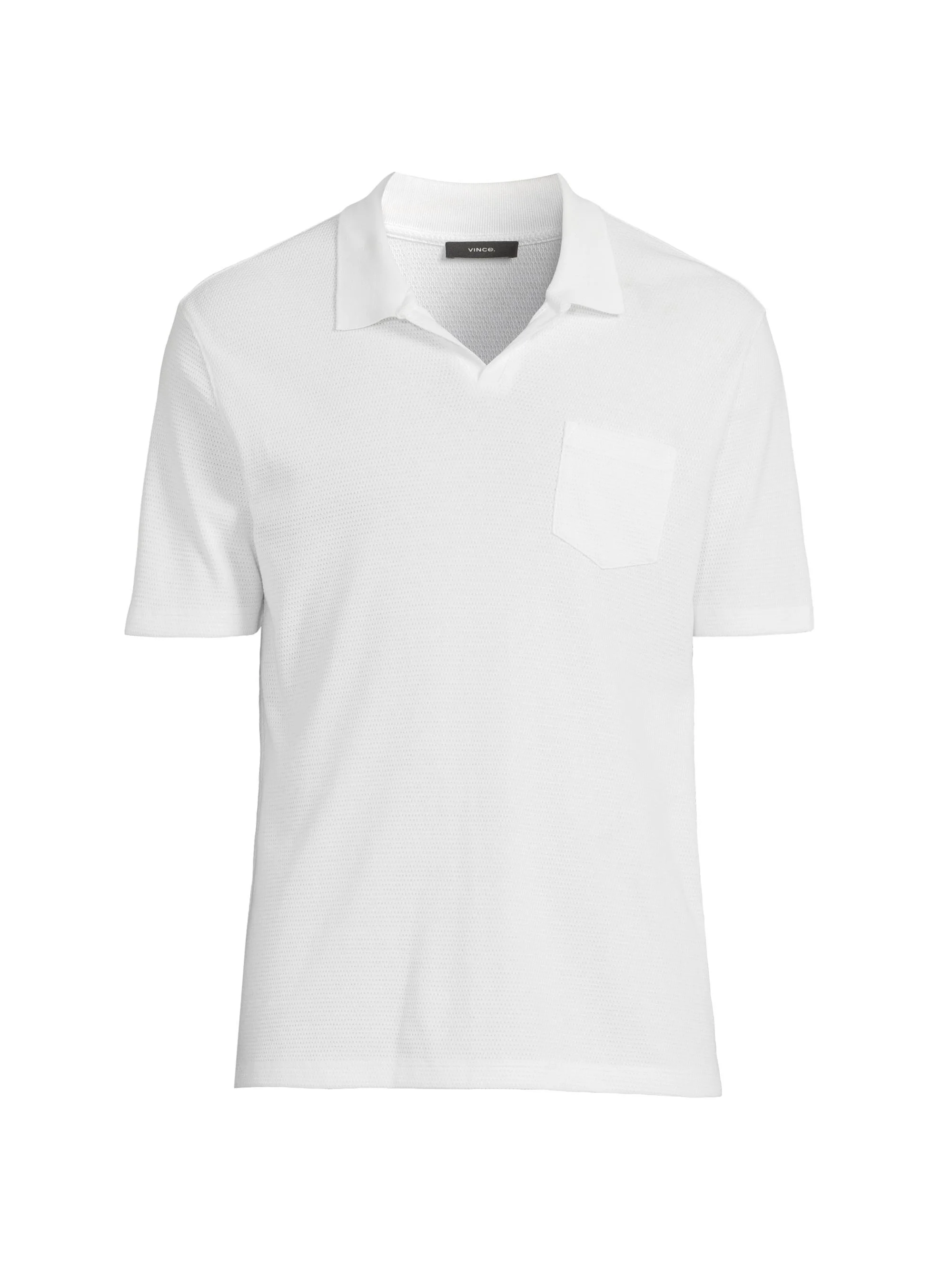 Men's Birdseye Cotton Johnny Collar Shirt - Optic White - 1