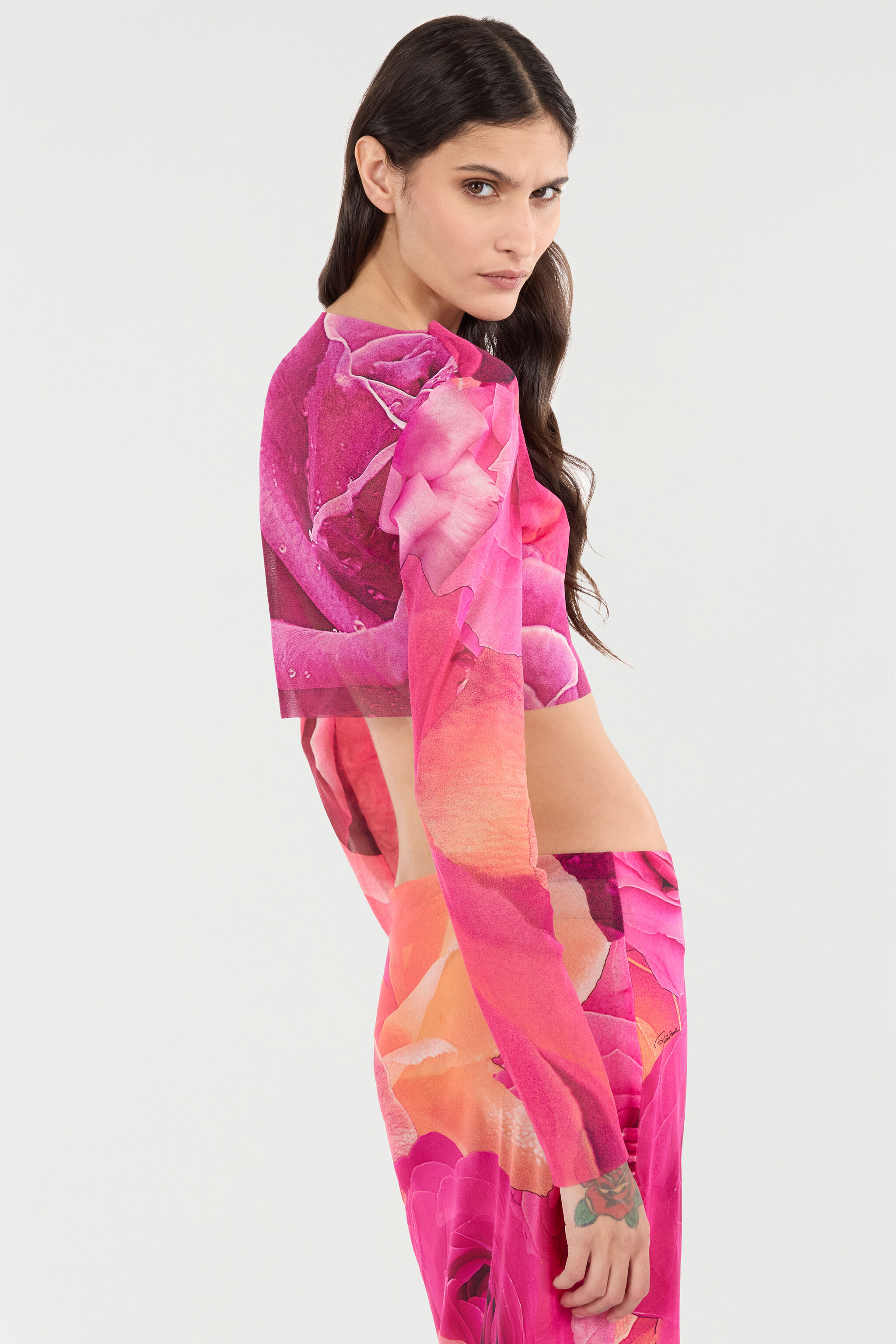 Rose Print Top And Skirt Set - 6