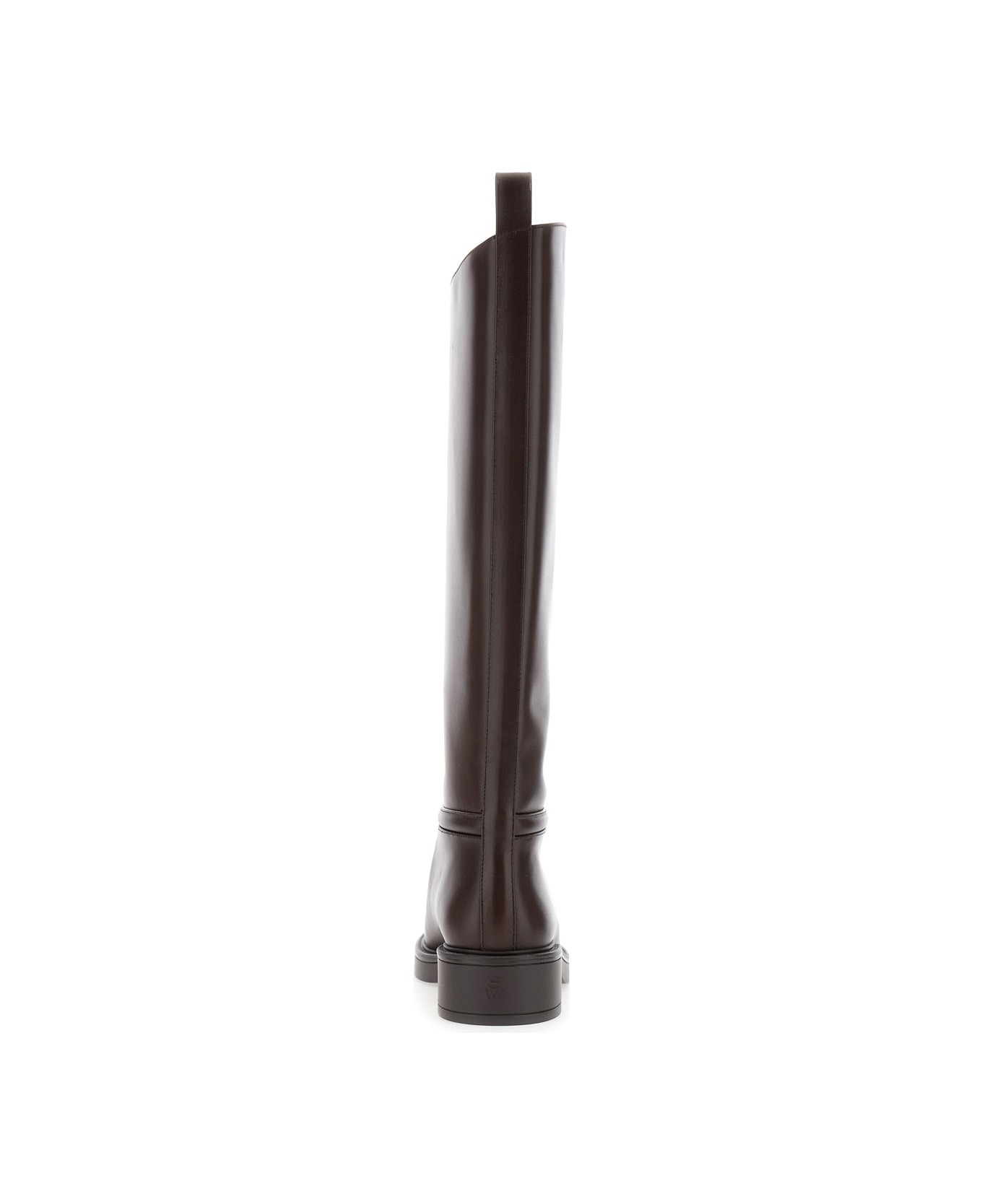 'celia' Brown Knee-high Boots With Pull-tab At The Heel In Leather Woman - 4
