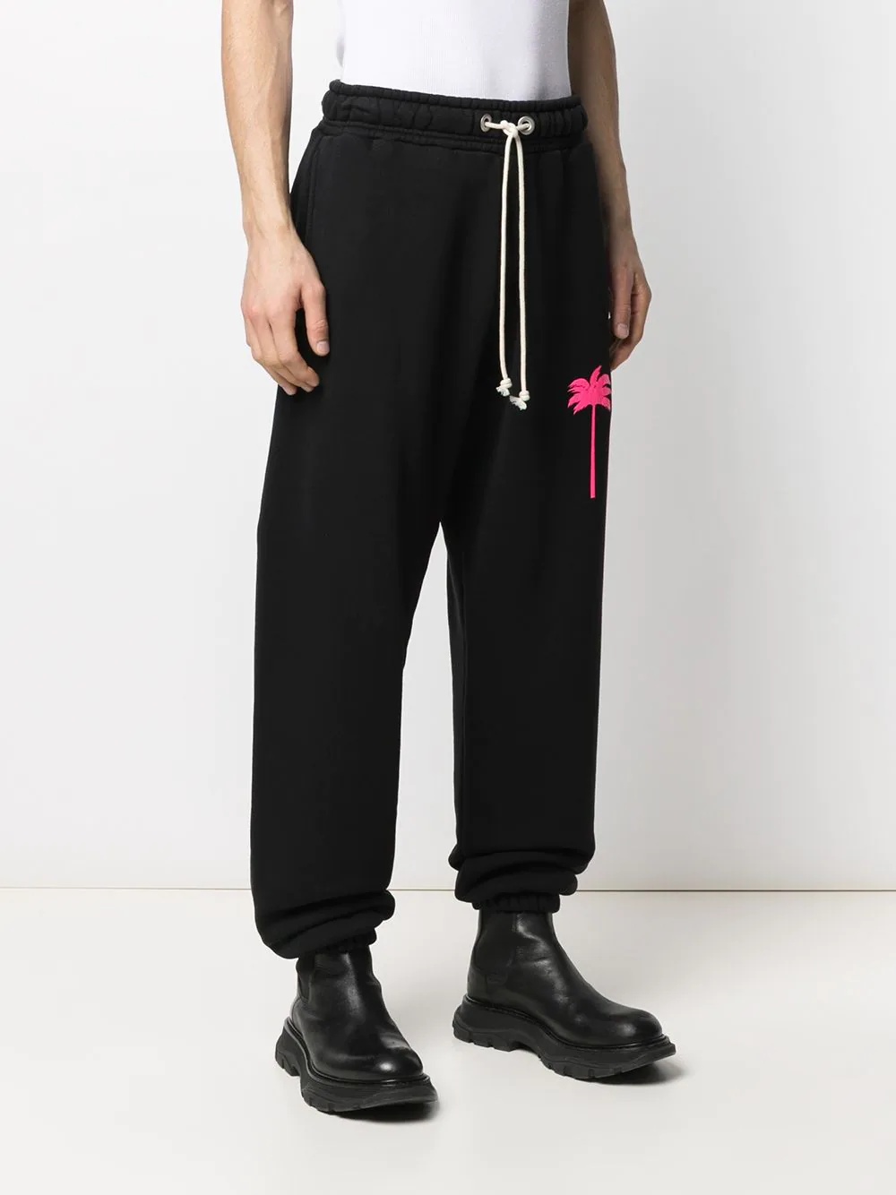 palm motif track pants - 3