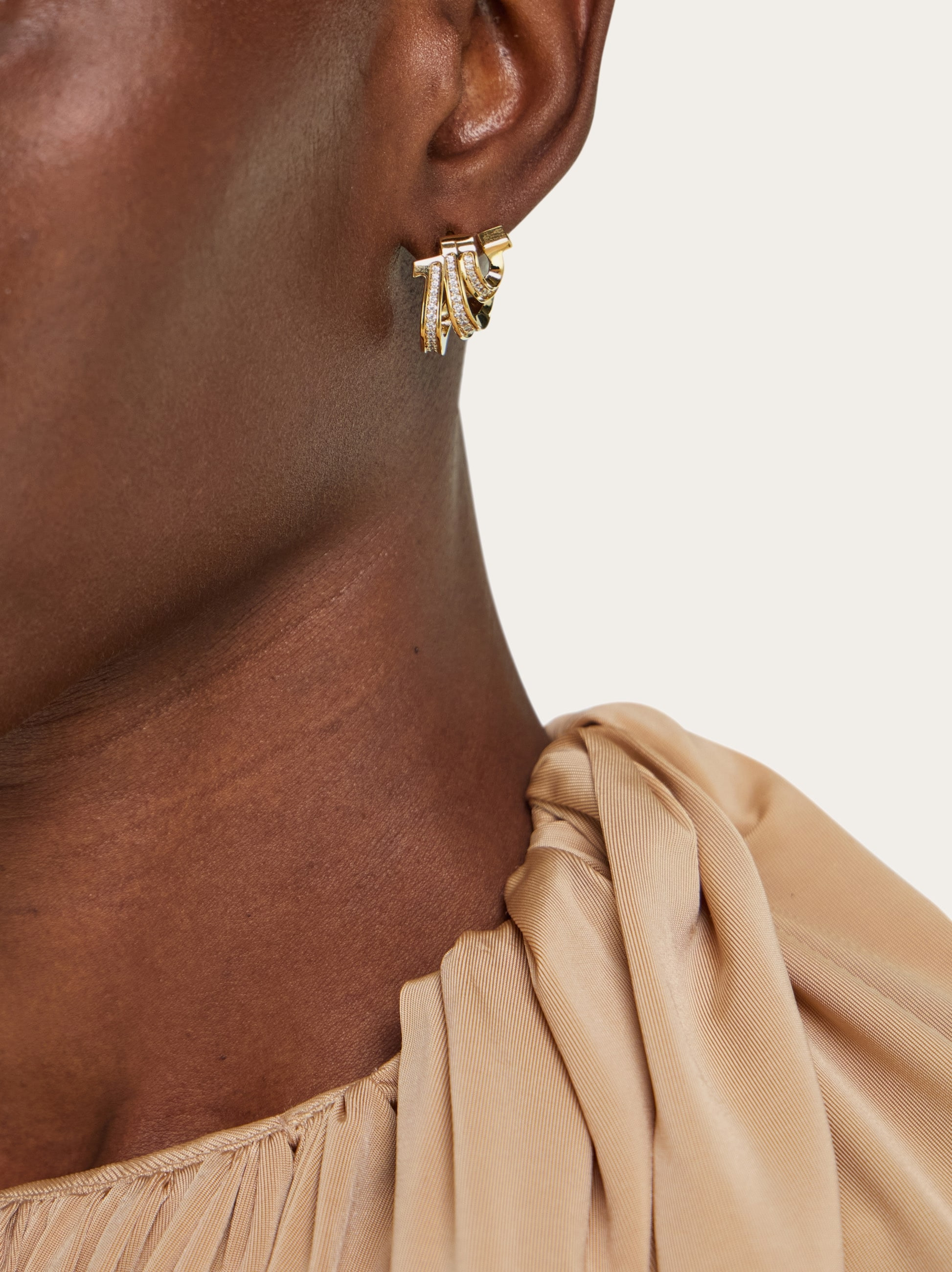 Triple Gancini earrings with crystals - 3