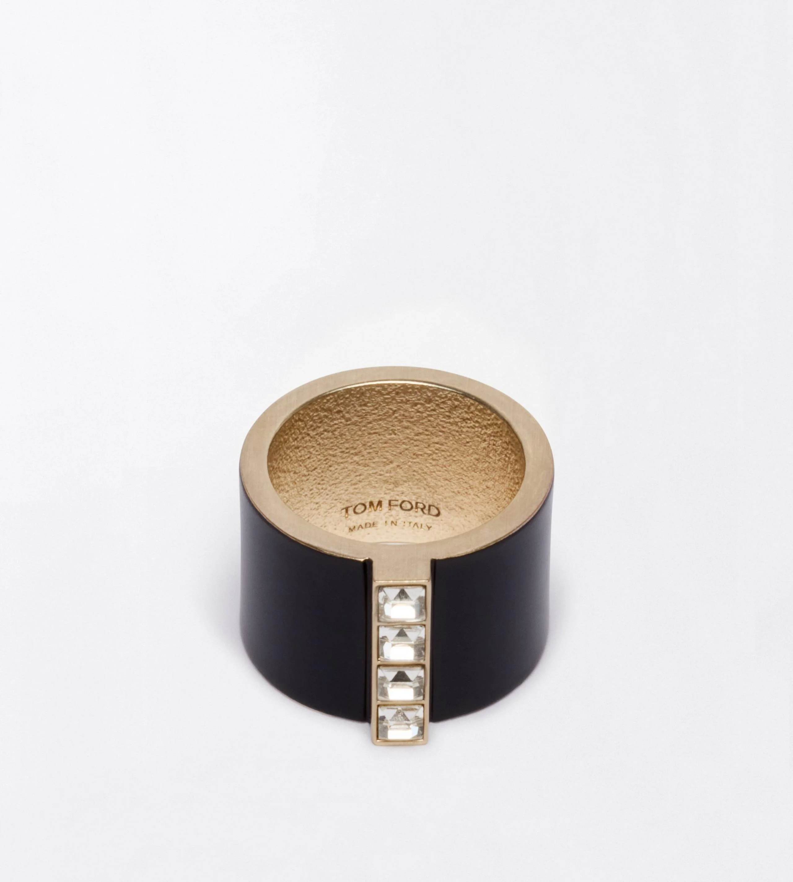 MATTE LACQUERED BRASS AND CRYSTAL STONES FERA WIDE RING - 1