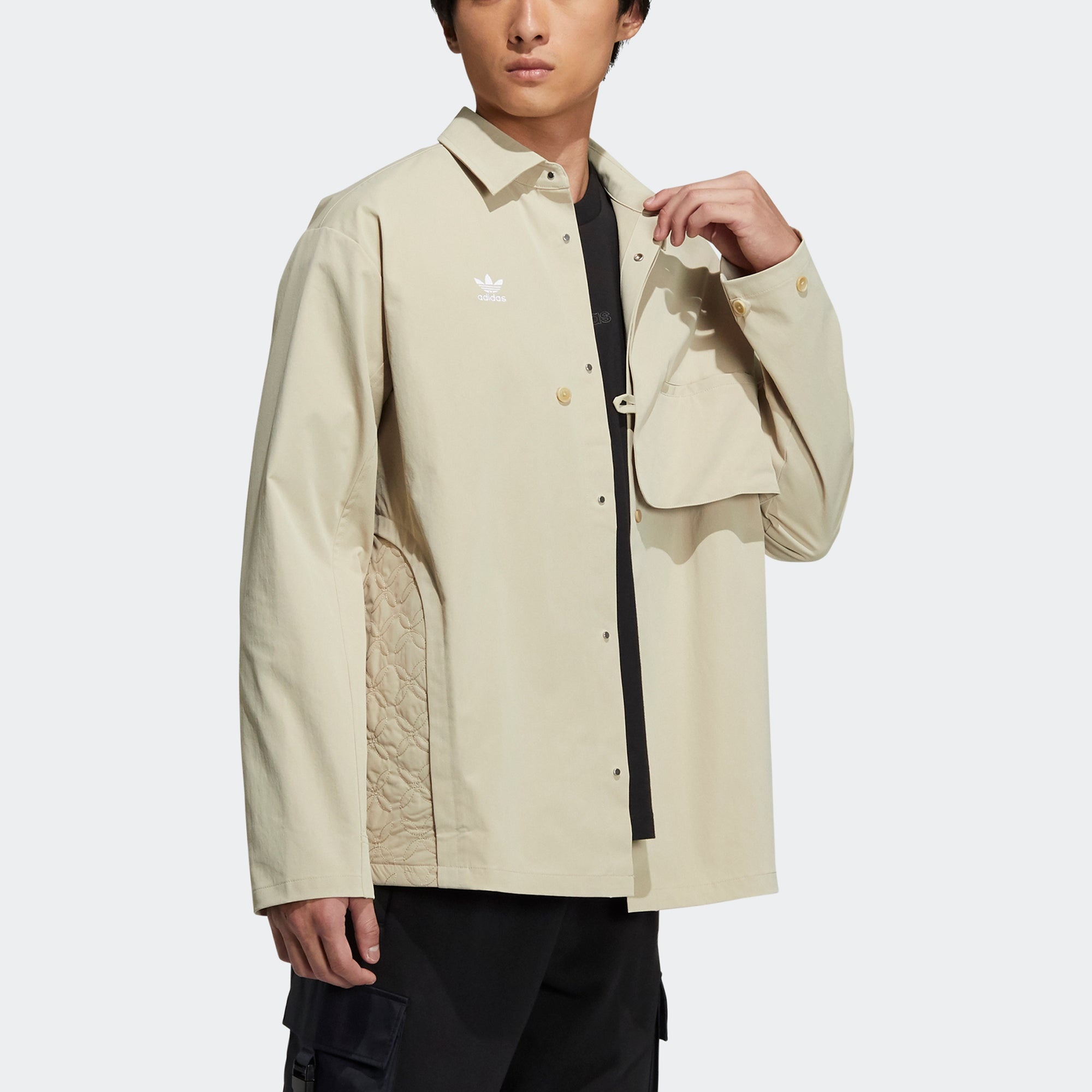 Men's adidas originals Cny Limited Button Sports Long Sleeves Prairie Brown Shirt HD0348 - 4