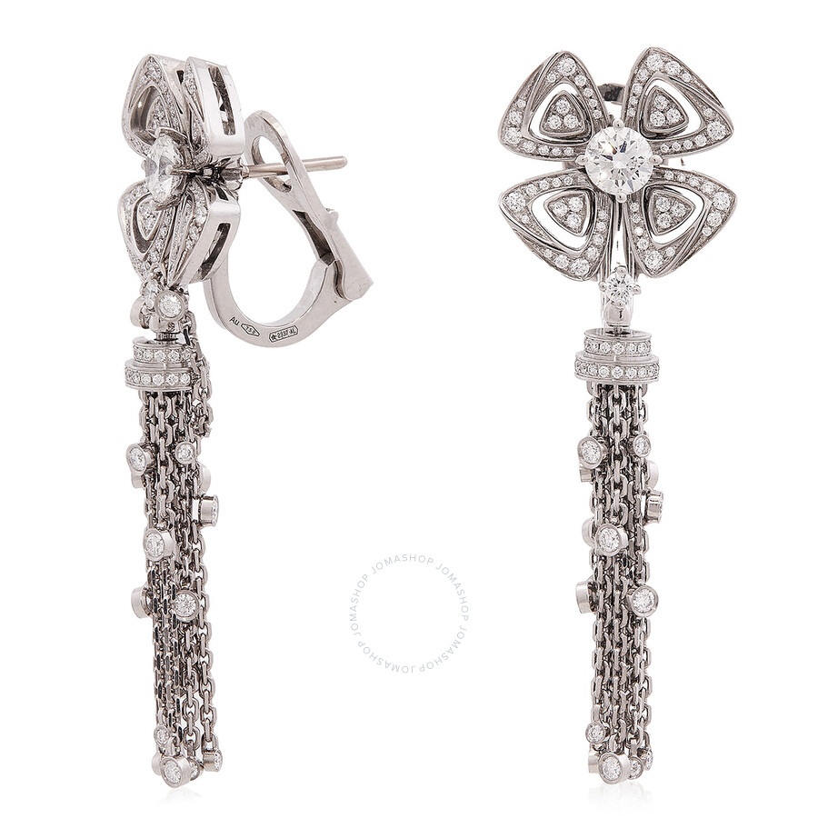 Bvlgari Fiorever 18 Kt White Gold Diamonds Earrings - 2