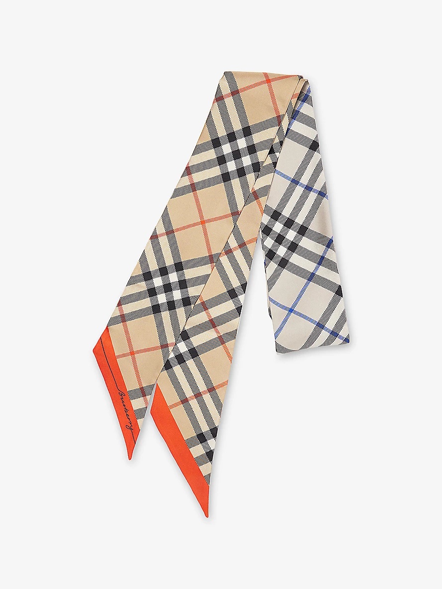 Rectangular check-pattern silk scarf - 1
