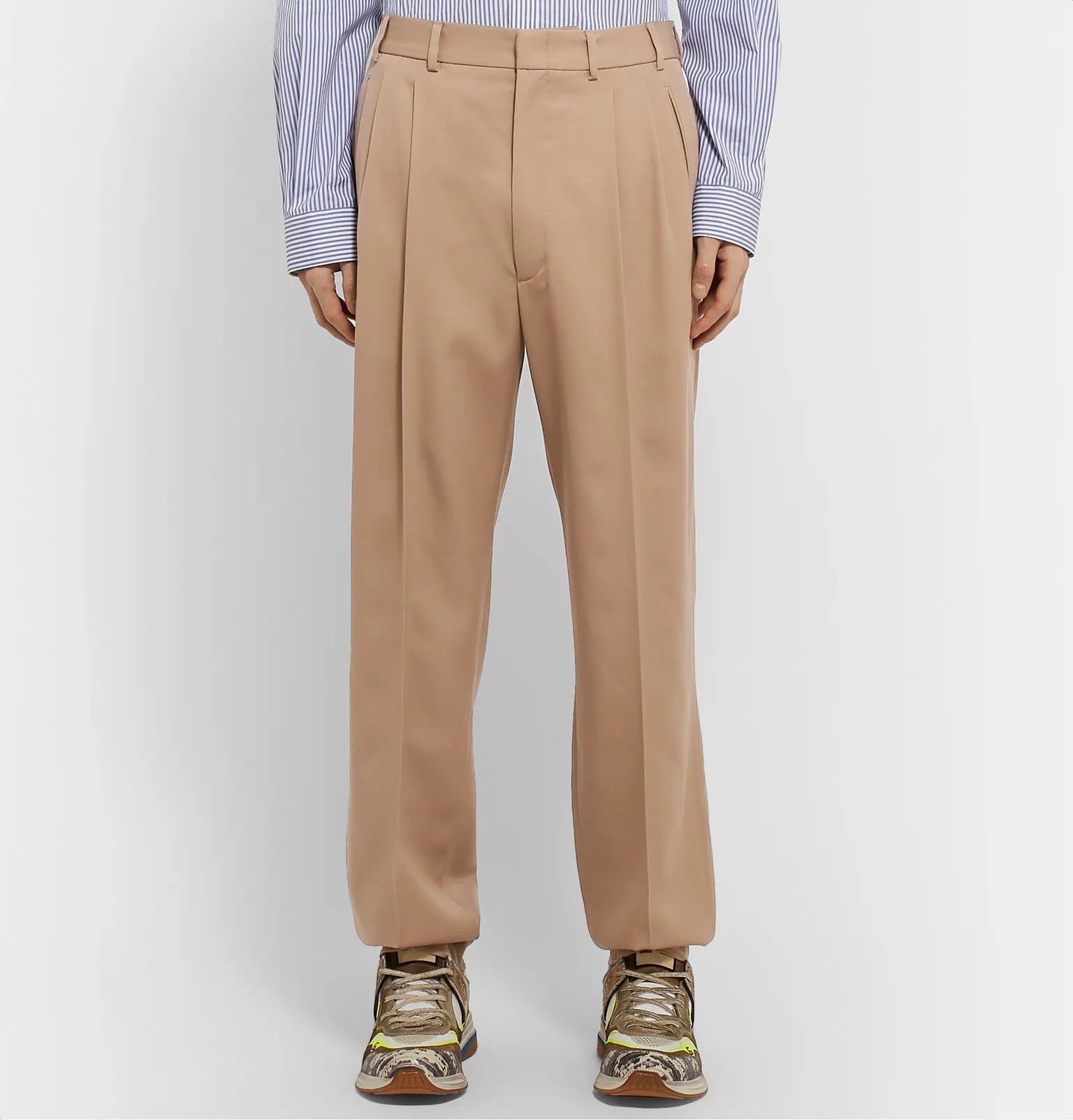 Tapered Pleated Wool-Twill Trousers - 4