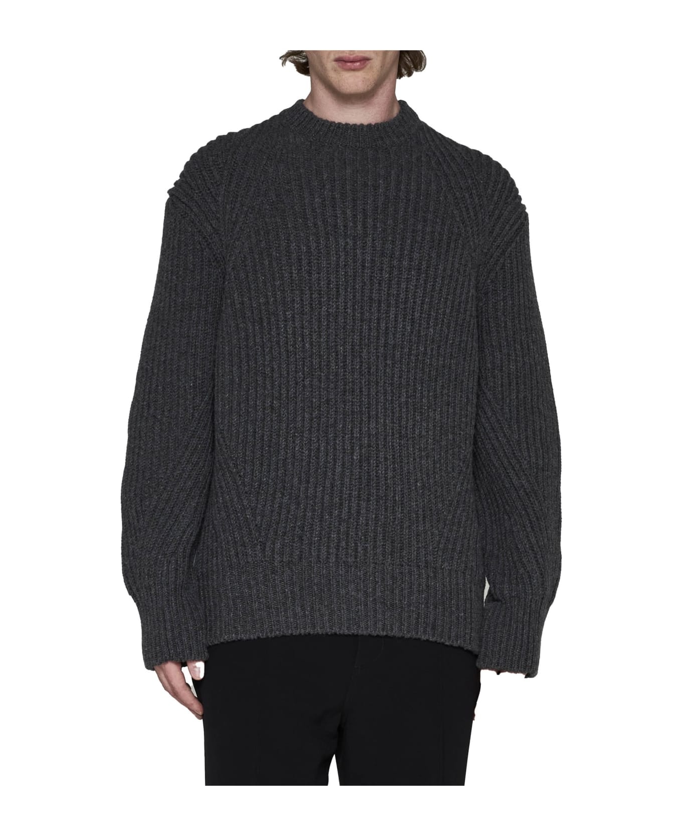 Crewneck Rib Knit Sweater - 3
