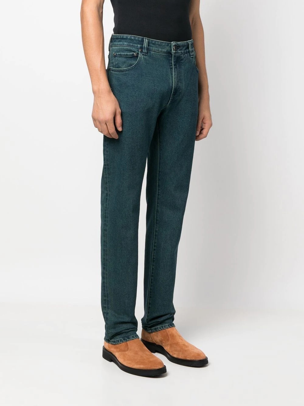 stretch-cotton straight-leg denims - 3