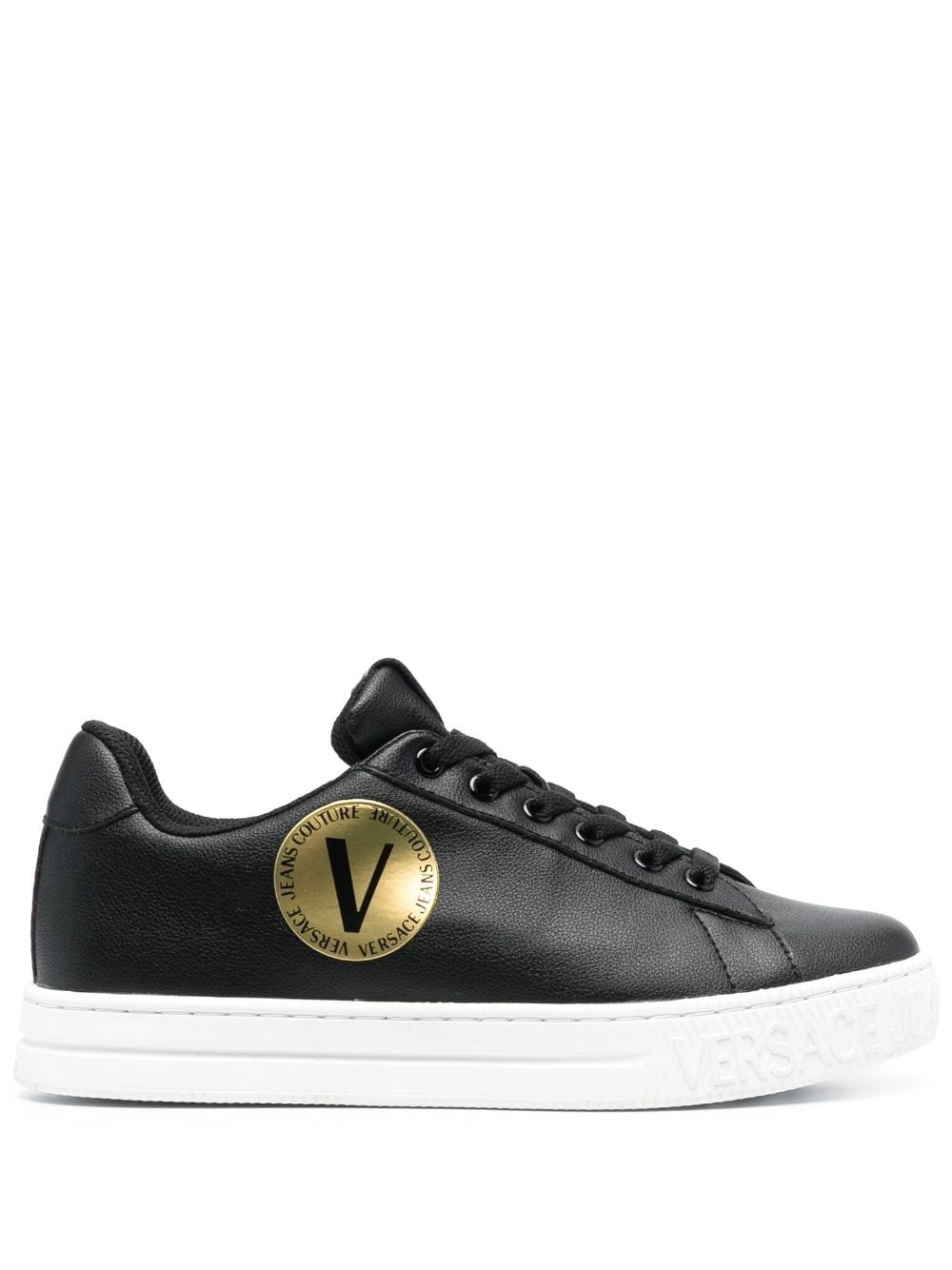 logo-patch round-toe sneakers - 1