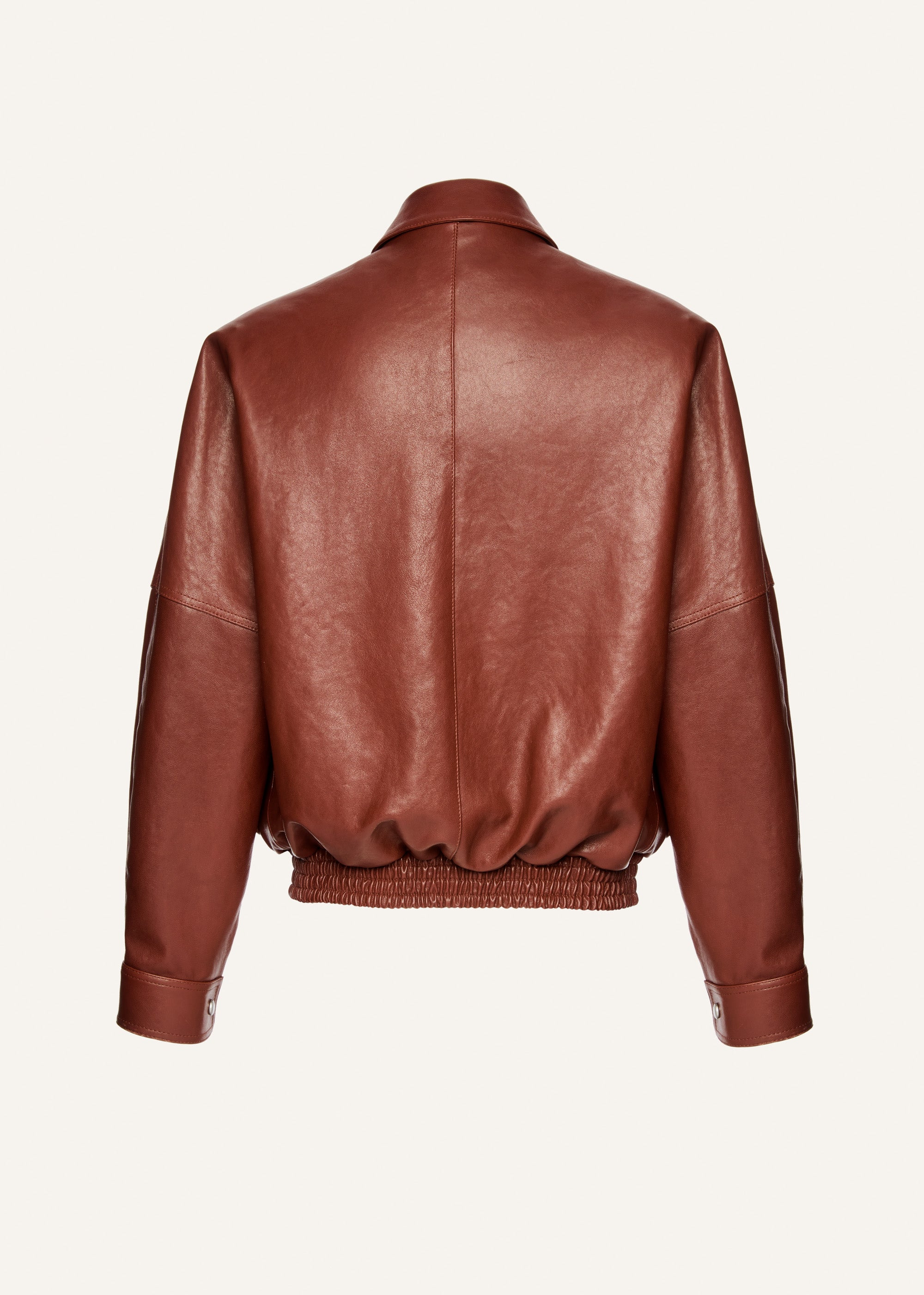 Classic collar vintage leather jacket in brown - 2