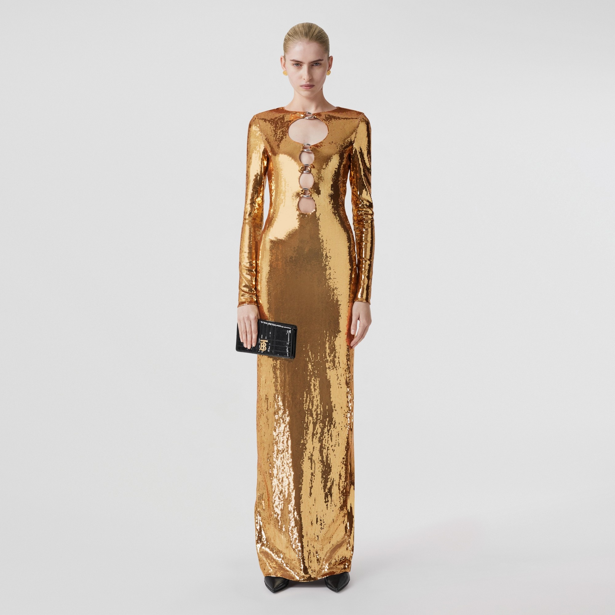Chain-link Detail Cut-out Sequinned Silk Dress - 2