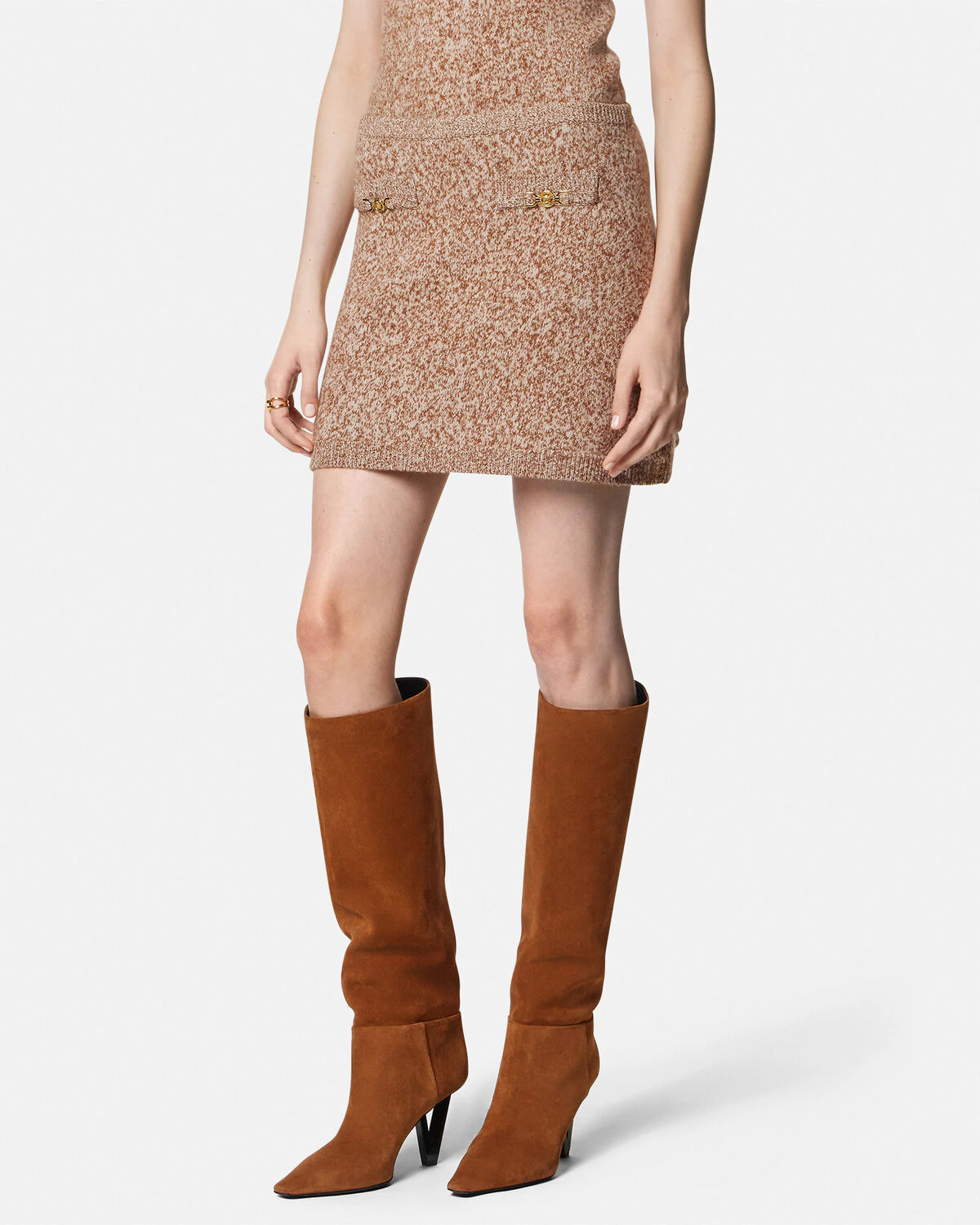 Mouliné Cashmere-Blend Knit Mini Skirt - 4