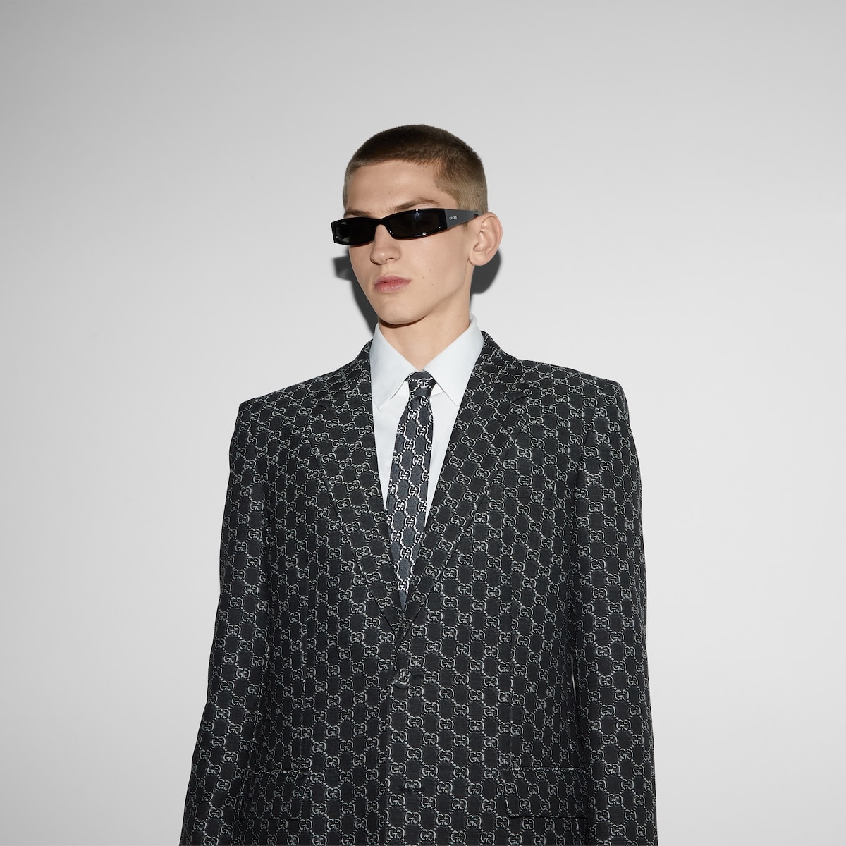 Silk tie with GG print - 3