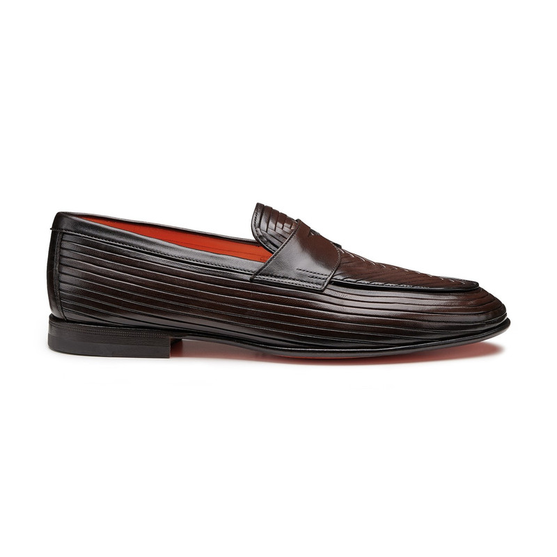 Men's dark brown leather penny loafer 1