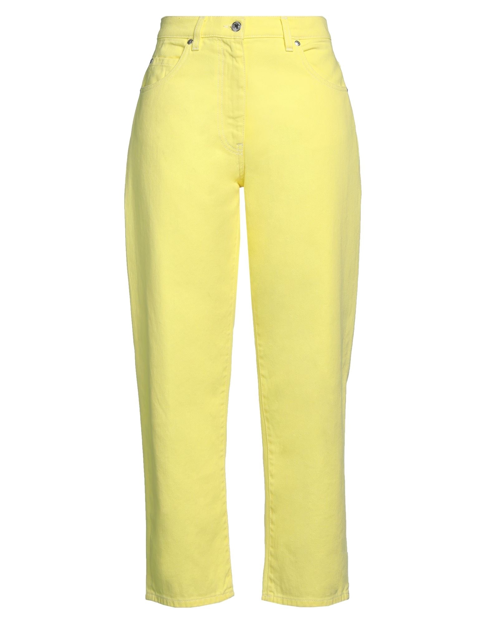 パンツ MSGM Women Straight Pants 3441MDB10 YELLOW MSGM logo-waistband Trousers | Yellow | FARFETCH