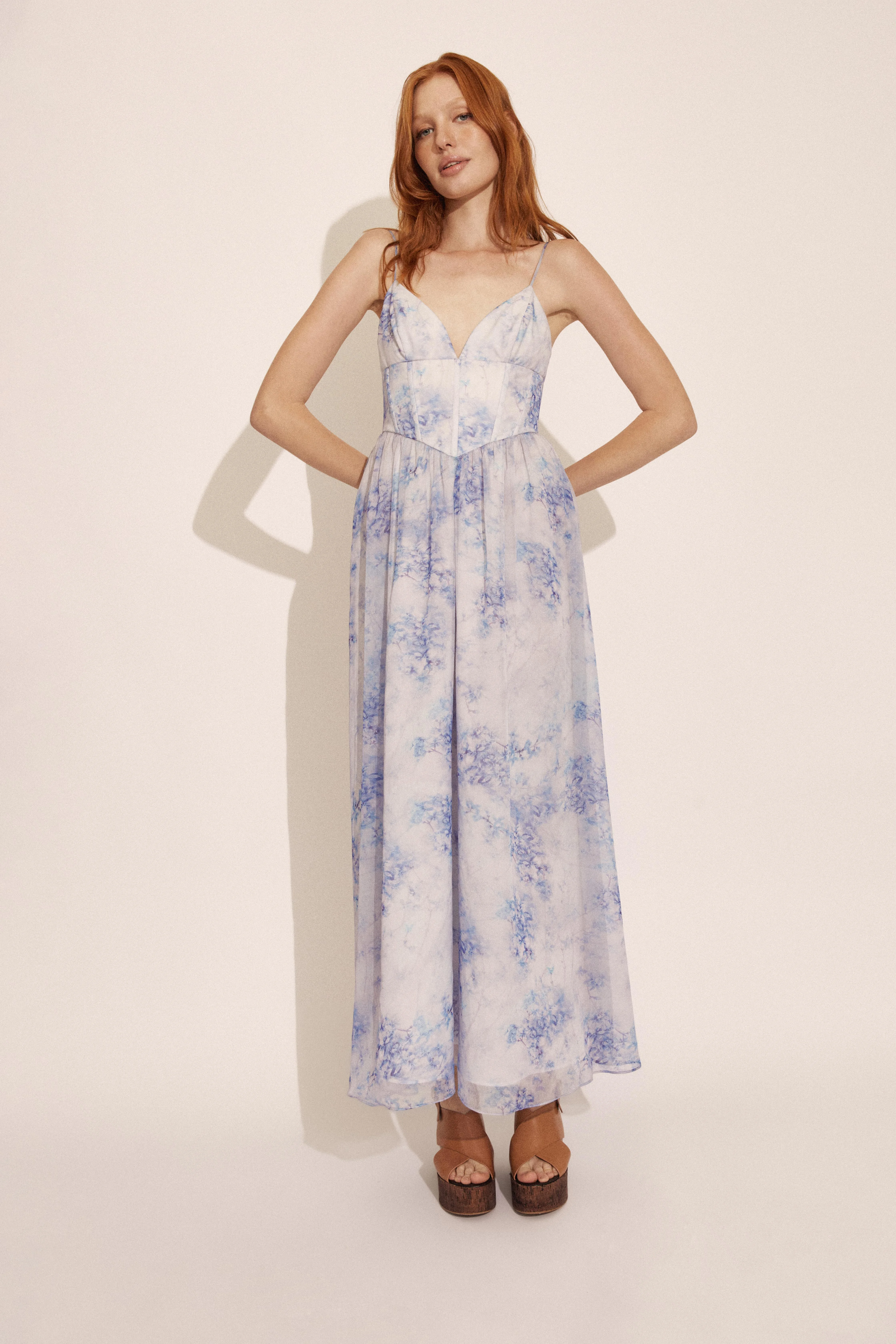 Elias Printed Maxi Dress In Baby Blue Floral - 1