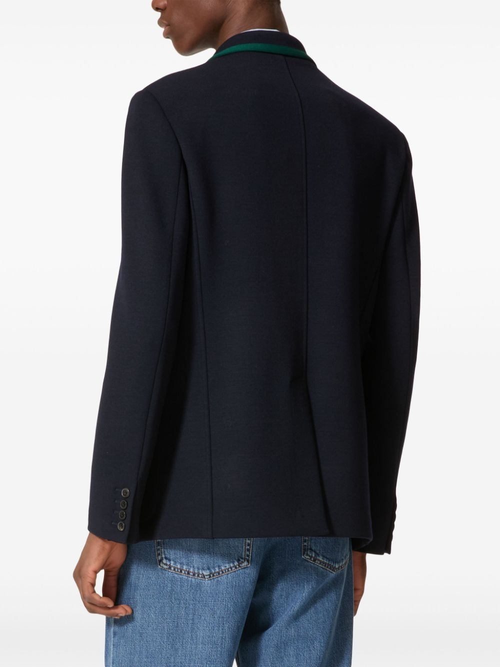 embroidered-logo tailored blazer - 4