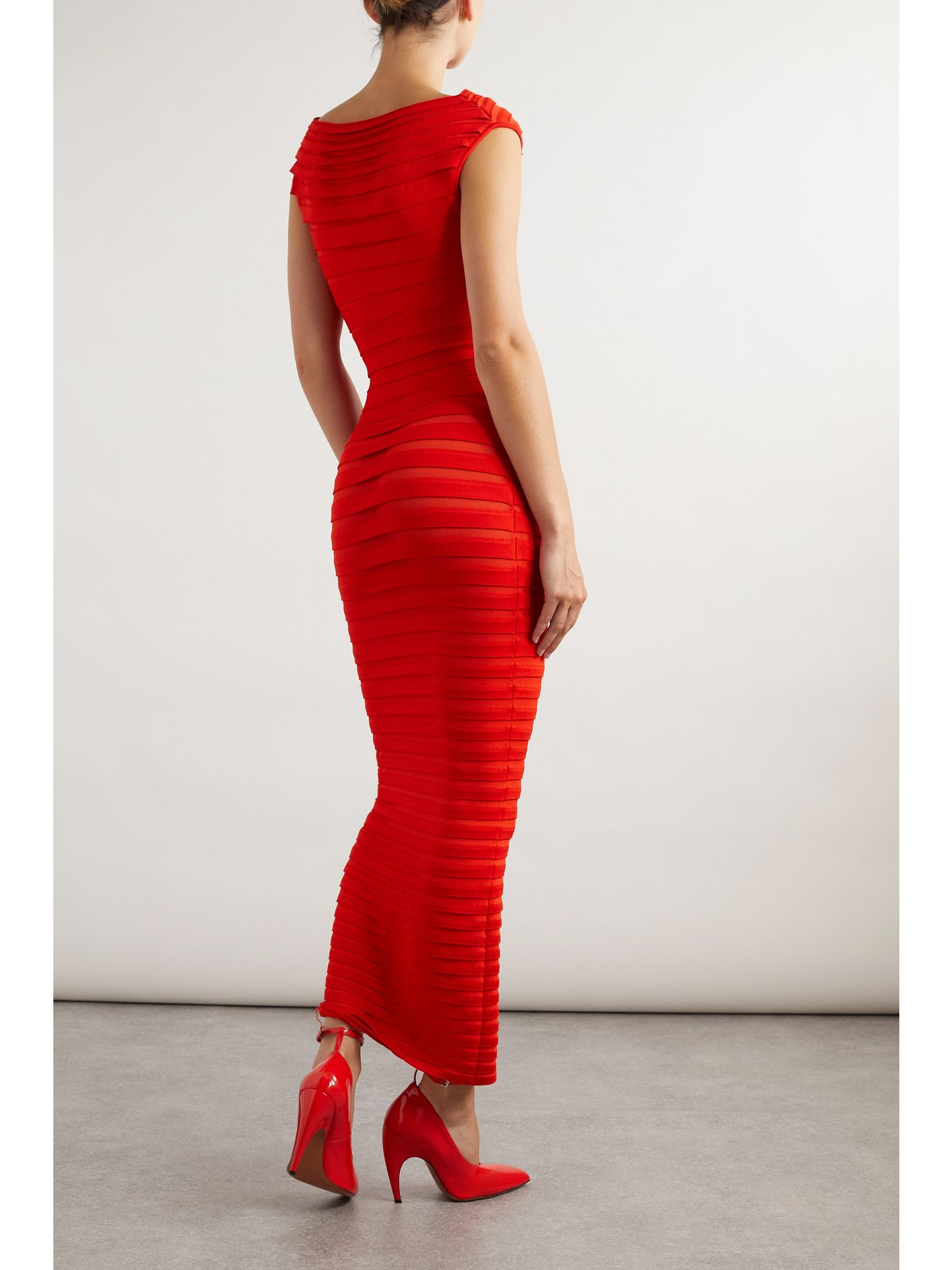 Layered knitted maxi dress Red - 3