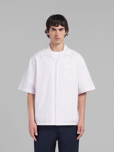 Marni WHITE POPLIN BOWLING SHIRT WITH WAVY 3D STRIPES outlook