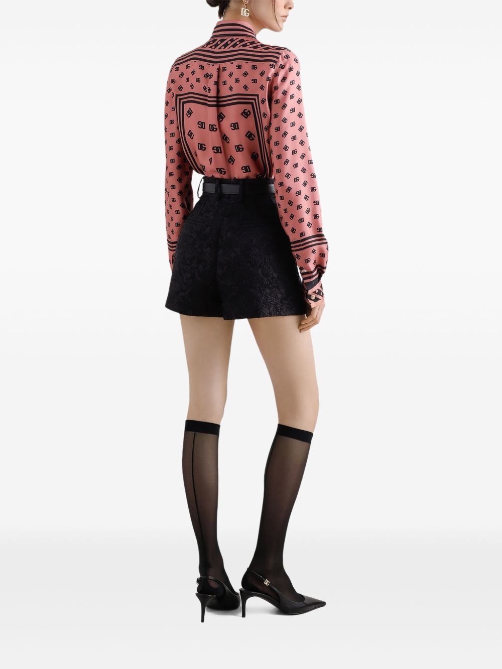 floral brocade-effect shorts - 3