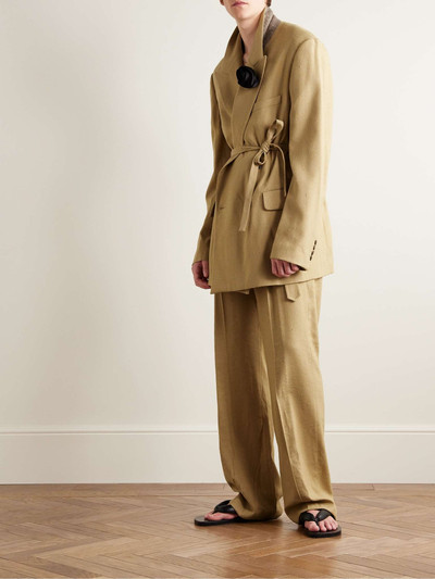 Dries Van Noten Straight-Leg Belted Pleated Woven Trousers outlook