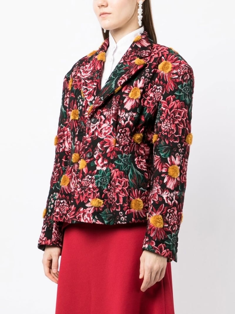 single-breasted floral blazer - 3