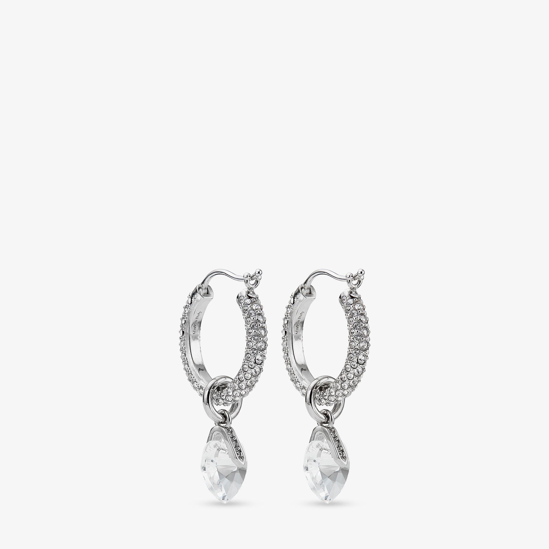 Heart Hoops
Silver-Finish Heart Hoop Earrings with Crystals - 6