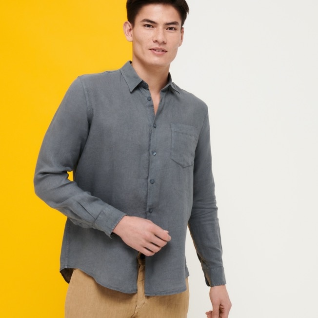 Men Linen Shirt Natural Dye - 6