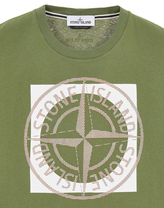 2NS93 30/1 COTTON JERSEY 'TRICROMIA TWO' PRINT_GARMENT DYED OLIVE GREEN - 3