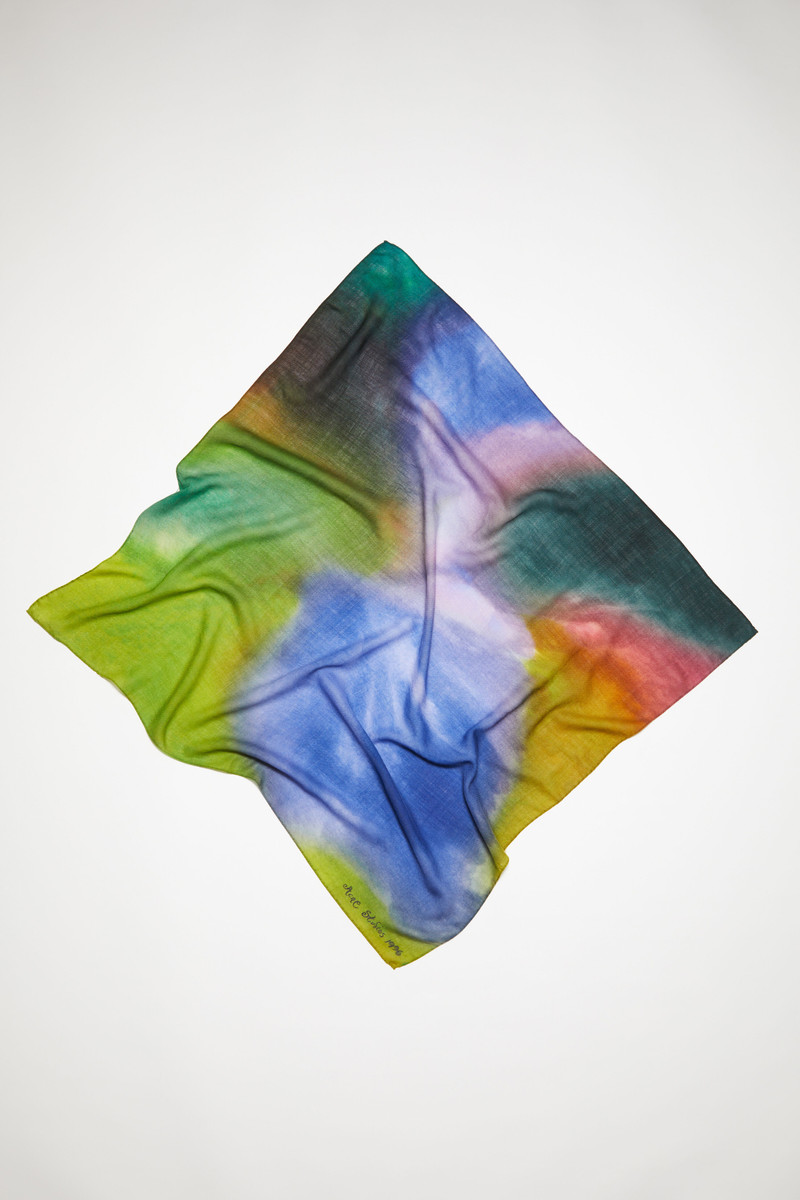 Printed scarf - Acid green/lavender blue 1