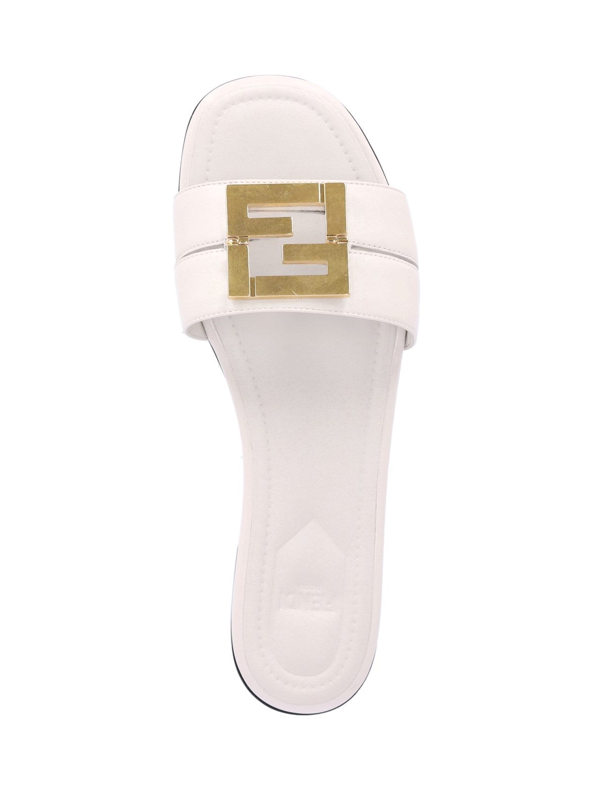 FENDI FFOLD WHITE LEATHER SANDALS - 3