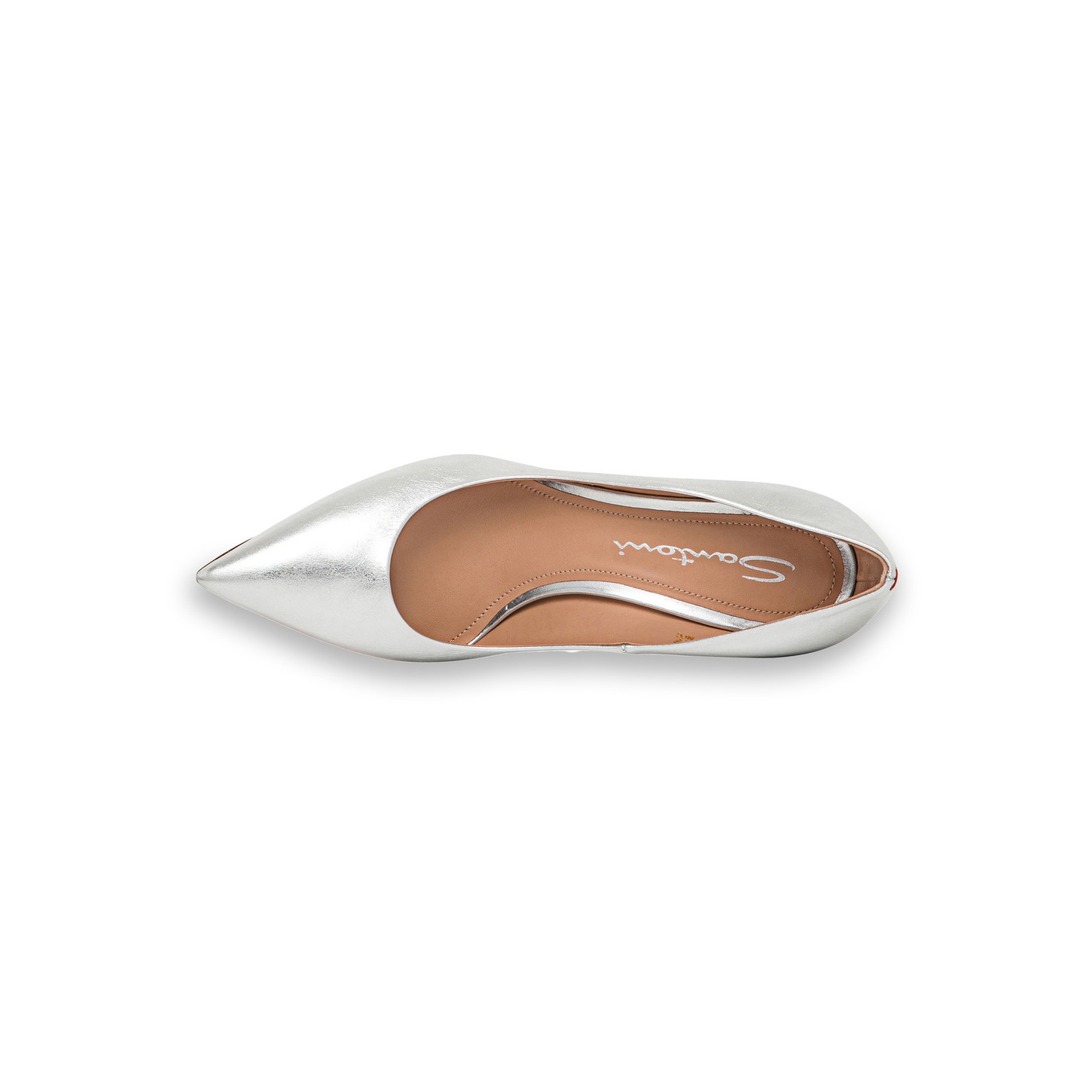 Women's silver laminated leather high-heel pump - 4