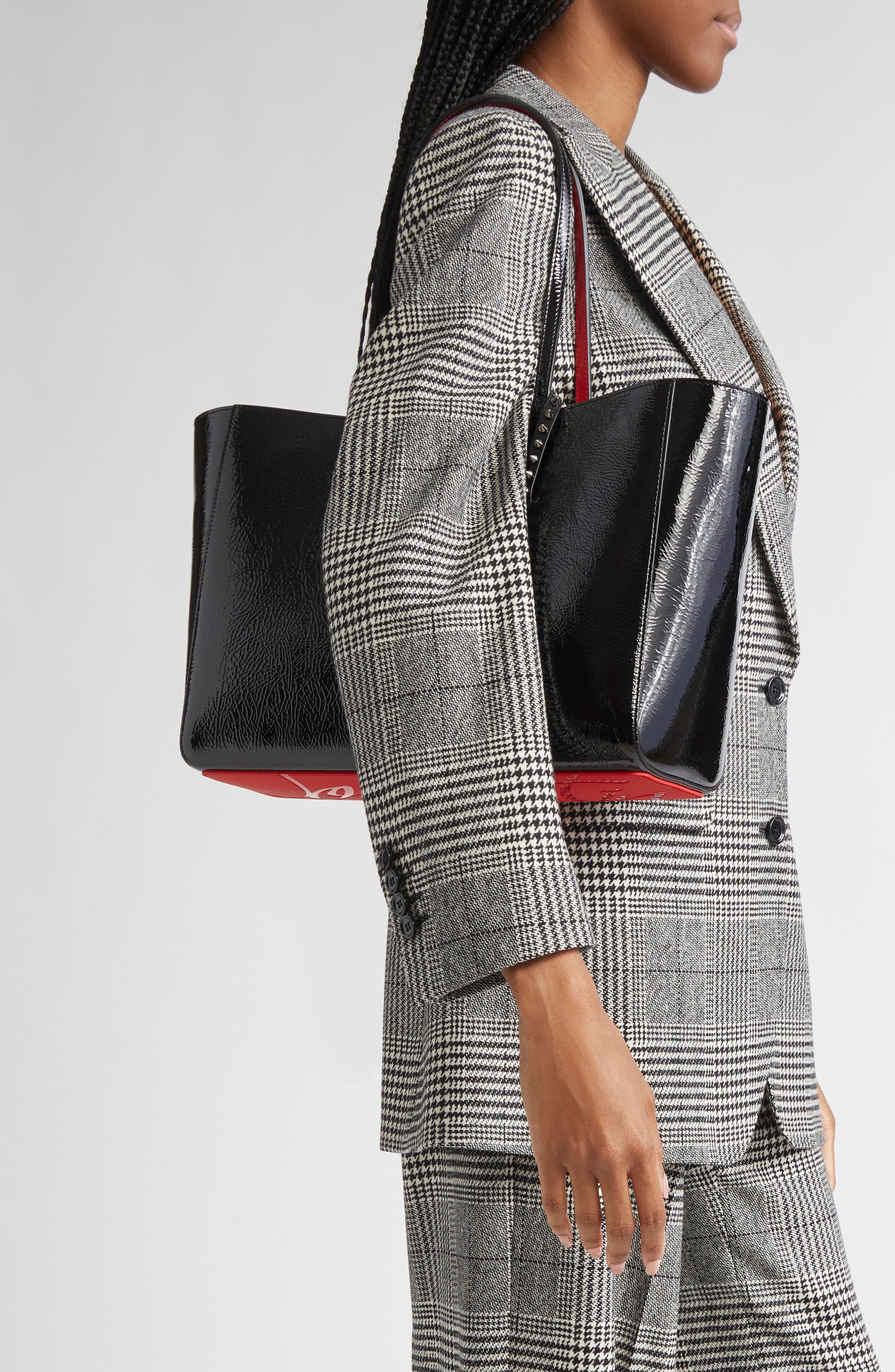 Christian Louboutin Small Cabata Soft Crinkle Patent Leather Tote in Black at Nordstrom - 2