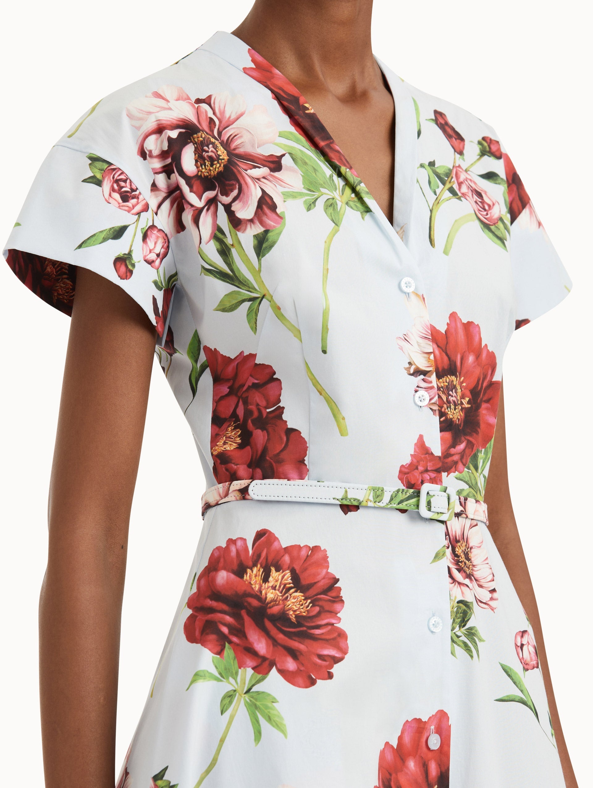 PEONY COTTON POPLIN SHORT SLEEVE DRESS - 5