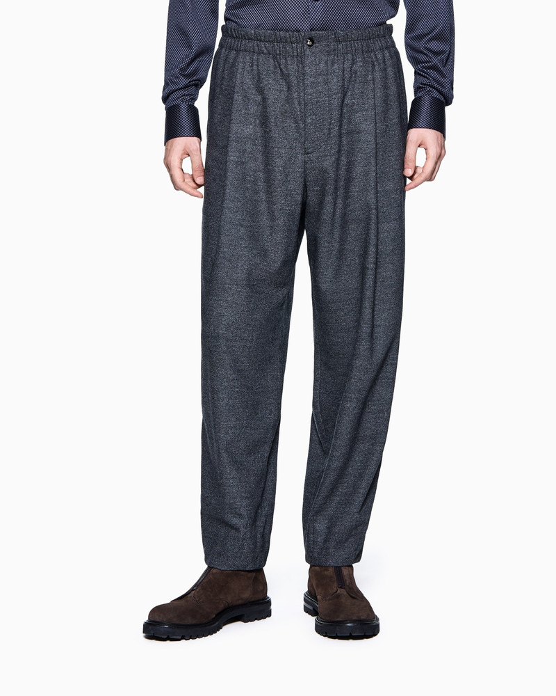 GIORGIO ARMANI SINGLE-PLEAT TROUSERS IN DENIM-EFFECT VIRGIN-WOOL outlook