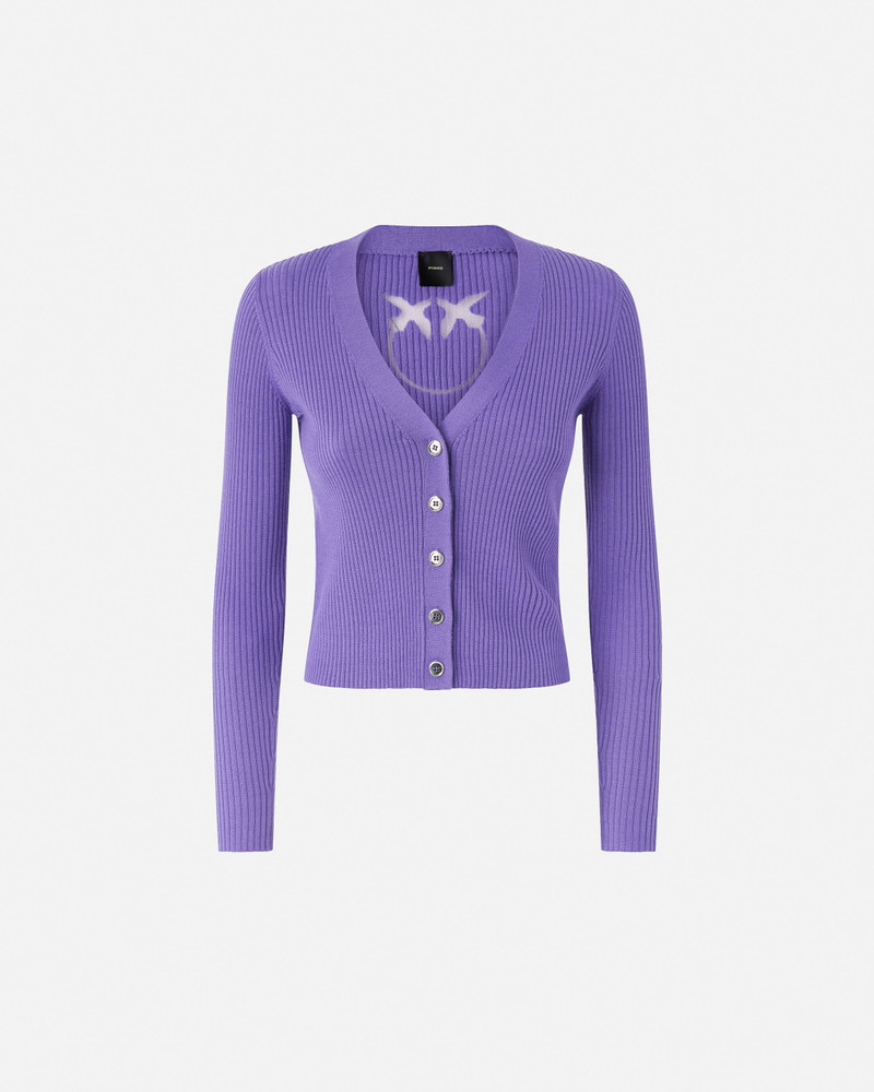 RIB-KNIT CARDIGAN WITH LOVE BIRDS LOGO 1