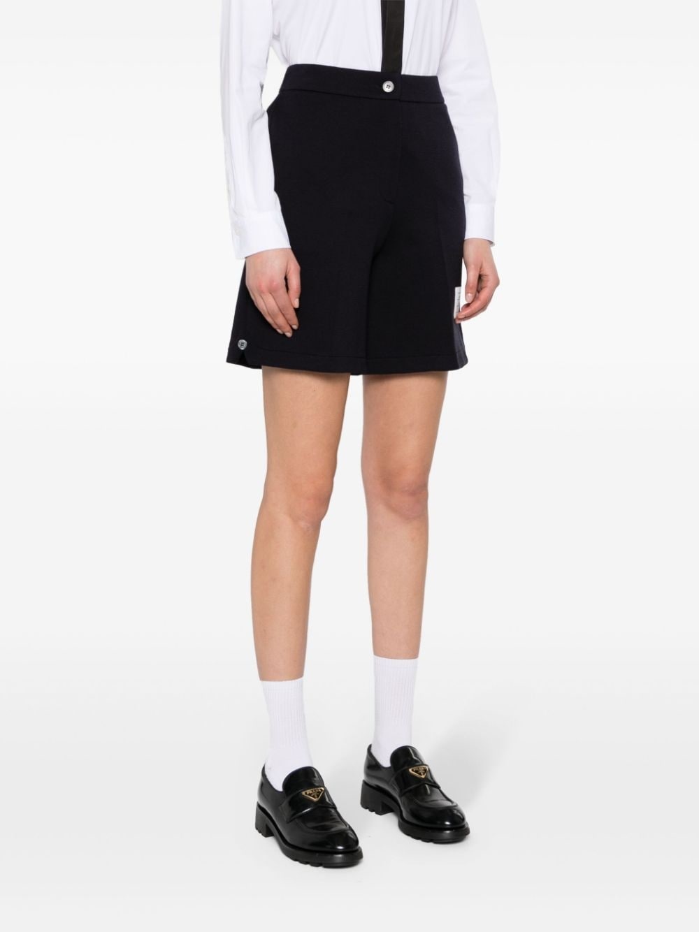 name-tag ribbed shorts - 3