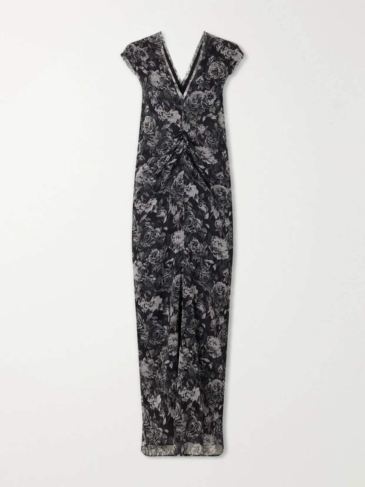 Luana Floral-print Ruched Silk Maxi Dress - 1