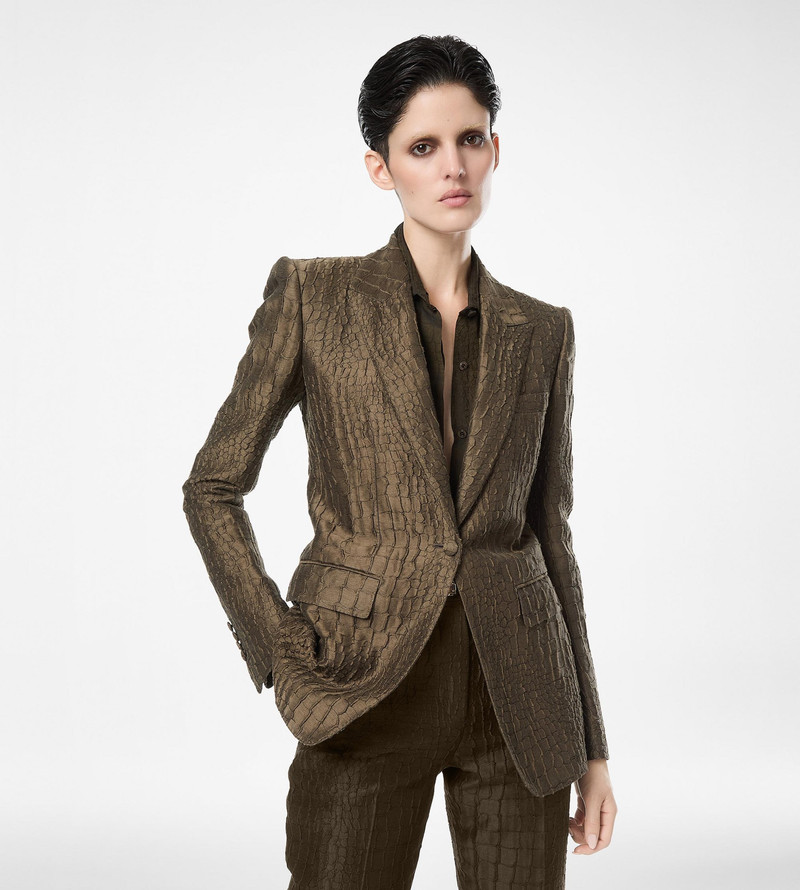 CROCO JACQUARD SINGLE BREASTED PEAK LAPEL JACKET 4