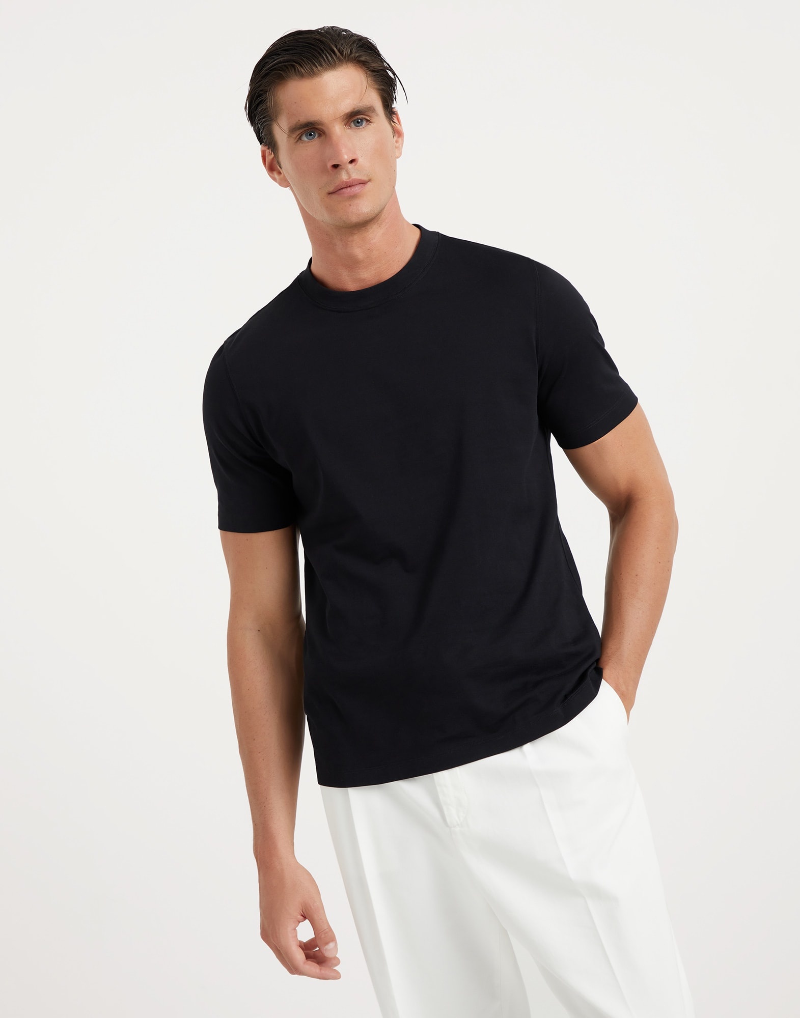 Cotton jersey crew neck T-shirt - 1