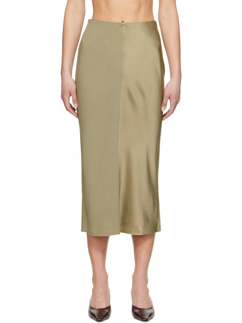 Taupe Straight Midi Skirt 1