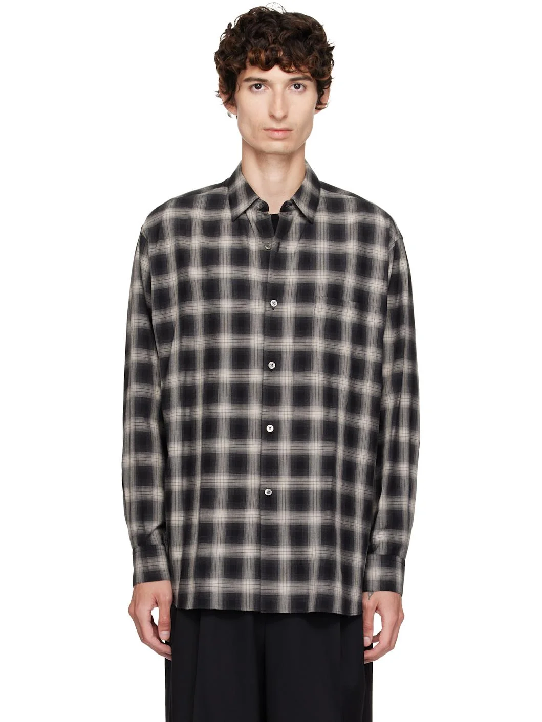 Black Cotton Oversized LS Shirt - 1