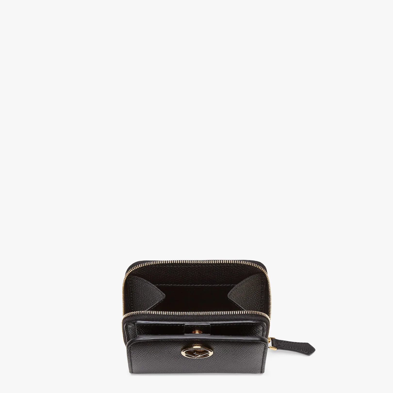 F is Fendi compact bifold wallet. Inside organized into bill compartment and cardholder slot. Featur - 3