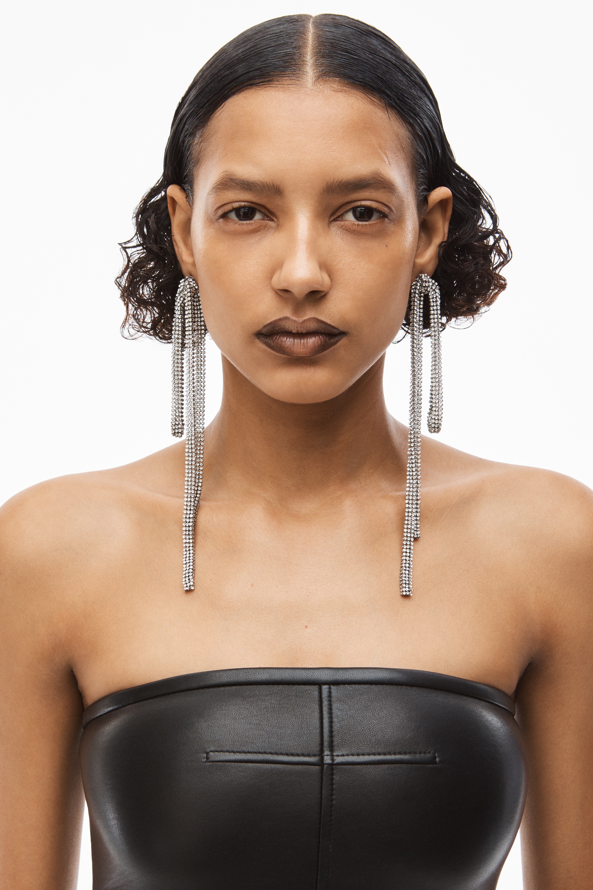 CRYSTAL BOW EARRINGS IN CRYSTAL MESH - 3