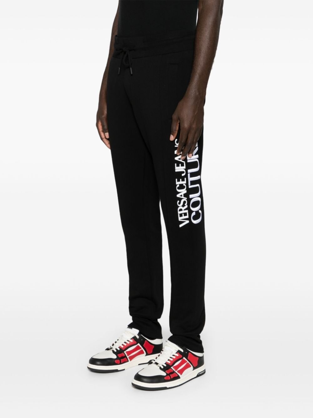 logo-patch cotton track pants - 3